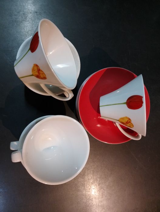 Serviço de chá e de café e prato biscoitos Tulipas SPAL