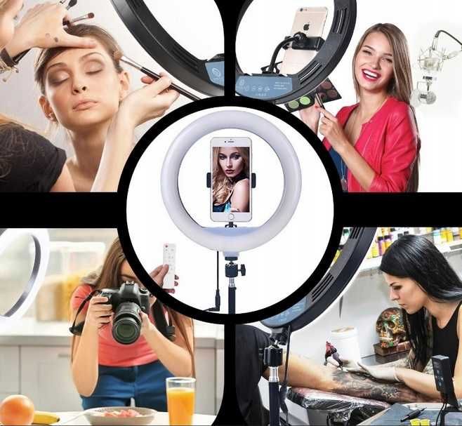 NOWE LAMPA Pierścieniowa LED Selfie RING Tiktok Pilot BLUETOOTH Statyw