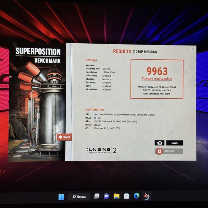 Ігровий ноутбук Asus Rog Strix G15 Rtx 2060, i7 9750, 240Hz
