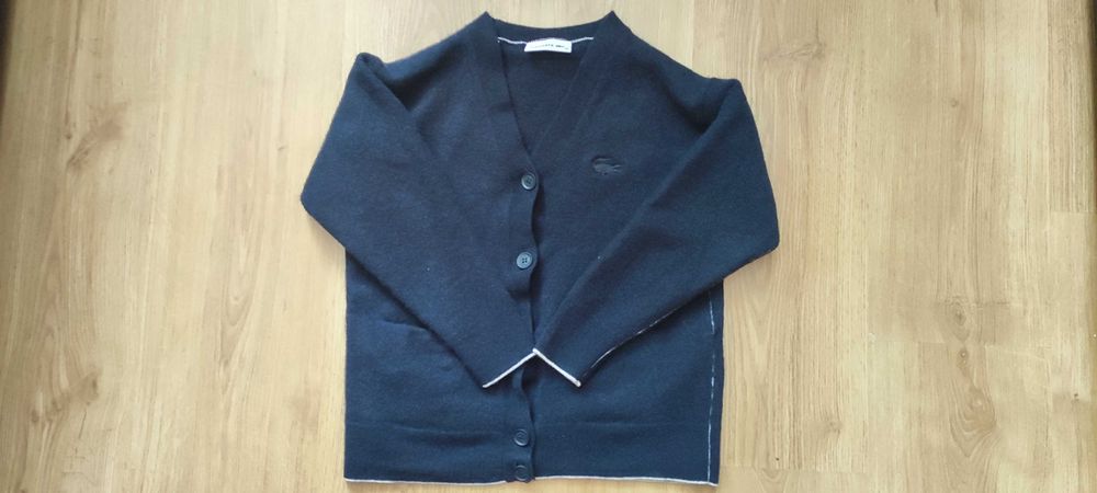 Oryginalny Granatowy Rozpinany Sweterek  LACOSTE Kardigan Rozmiar 38 110 Wełna 100% Polecam