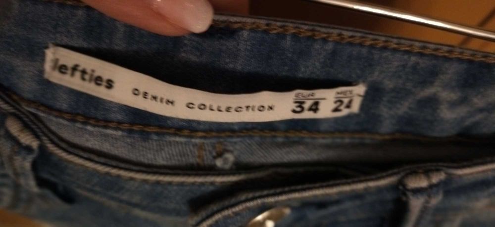 Jeans Ganga Lefties nº.  34  e flores bordadas azuis e rosa bx preço