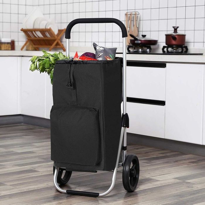 SONGMICS Lekki składany wózek na zakupy 40l, z izolowaną torbą KST04BK