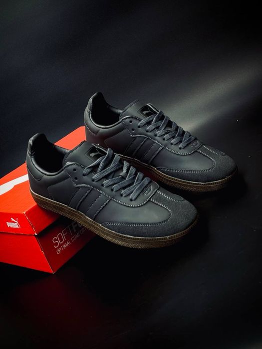 Чоловічі темні кеди Puma•пума кожані•кеди на весну•ціна топ•розміри є