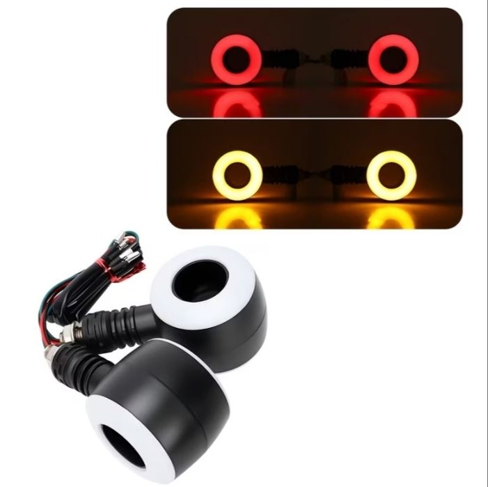 Мотоциклетні кільцеві LED ліхтарі 2 шт(пара), 12V, червоний/жовтий