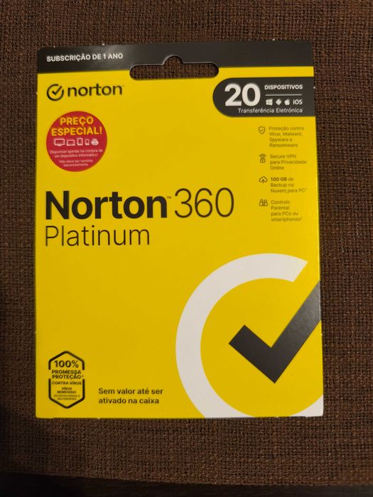 NORTON 360 Platinum 20 Disp 1 ano Smartphone PC Tablet Formato Digital