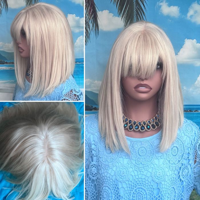 Натуральный парик с чёлкой шёлк кожа славянка детский волос блонд люкс