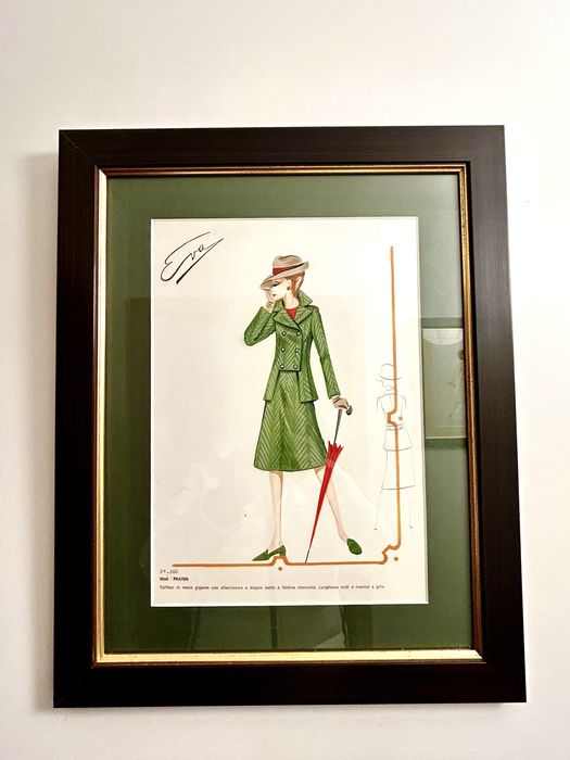 5 Gravuras vintage com moldura