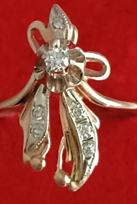 Кольцо каблучка  585 с бриллиантами 4,25г 0,17ct