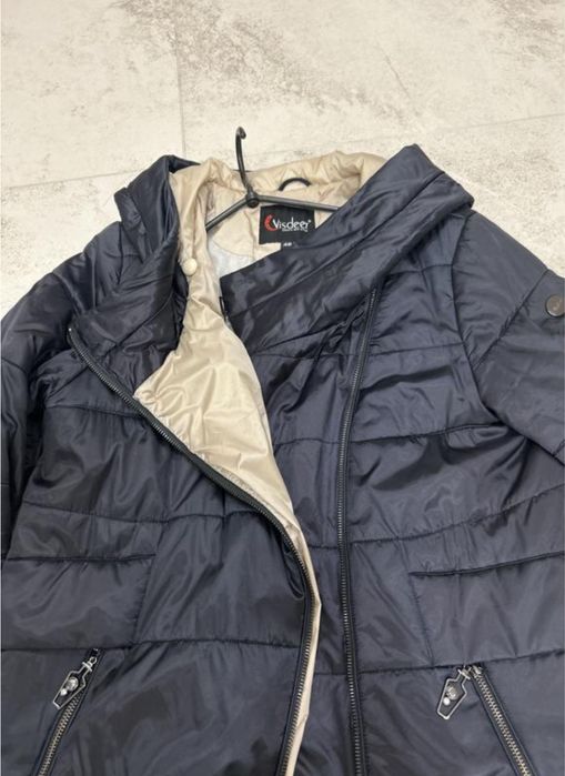 Куртка-пальто жіноче демисезонне з капюшоном бутилочного кольору