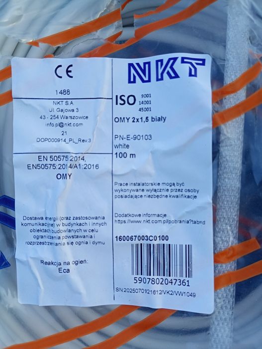 Przewód kabel 2x1.5 okrągły linka