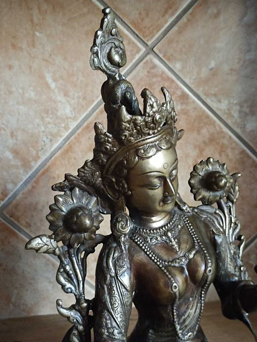 Figura Bogini BIAŁA TARA stara zabytkowa ręcznie robiona