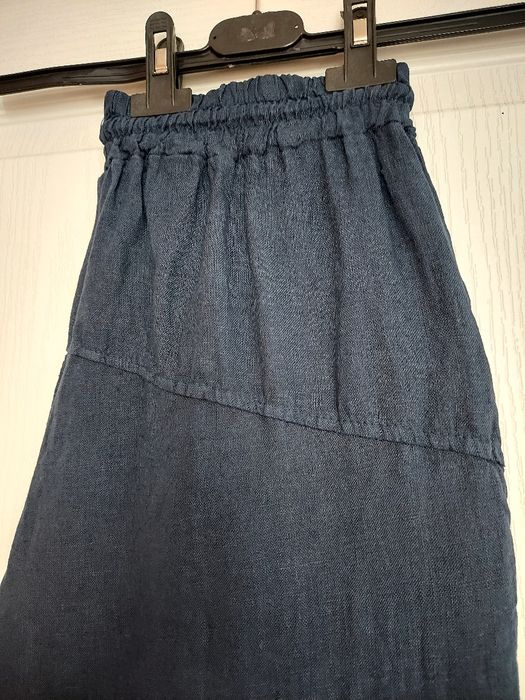 Granatowe spodnie 100% len Wiya M/L