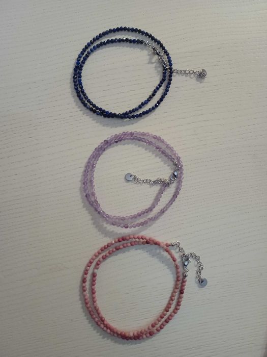 Намисто чокер з натурального аметисту, лазуриту, морганіту