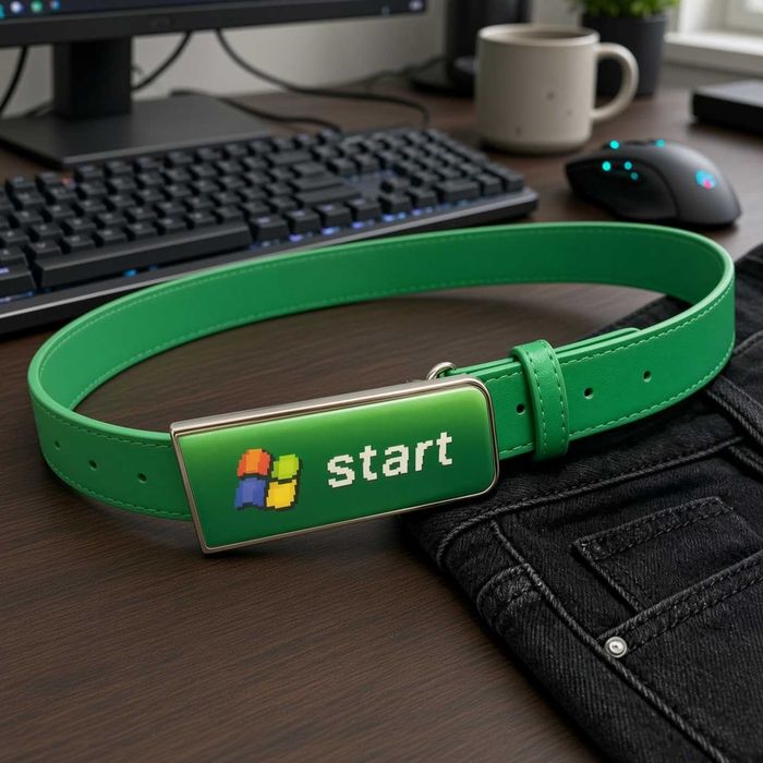 Pasek retro Windows 7 Start zielony vintage gadżet prezent PC nerd