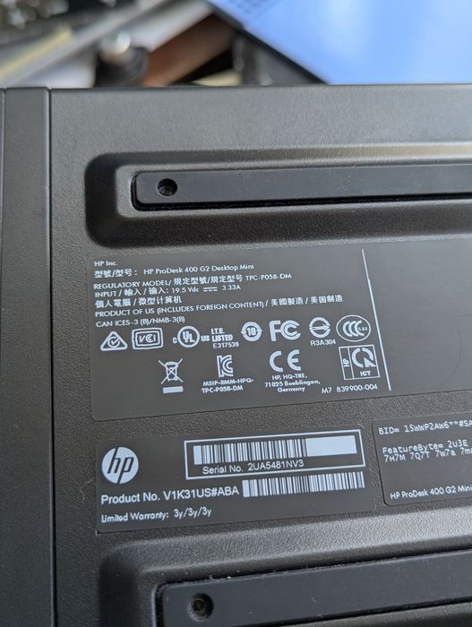 Мікро ПК - HP ProDesk 400 Desktop Mini 12gb DDR4 ssd 120gb i3 6100