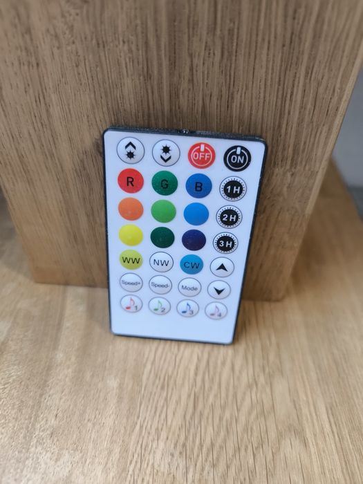 Lampa stojąca dębowa, LED RGB, pilot
