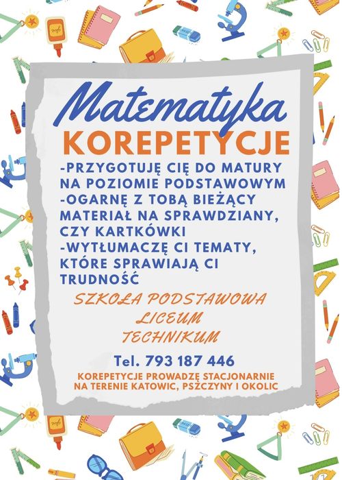 Korepetycje matematyka 80zł/h