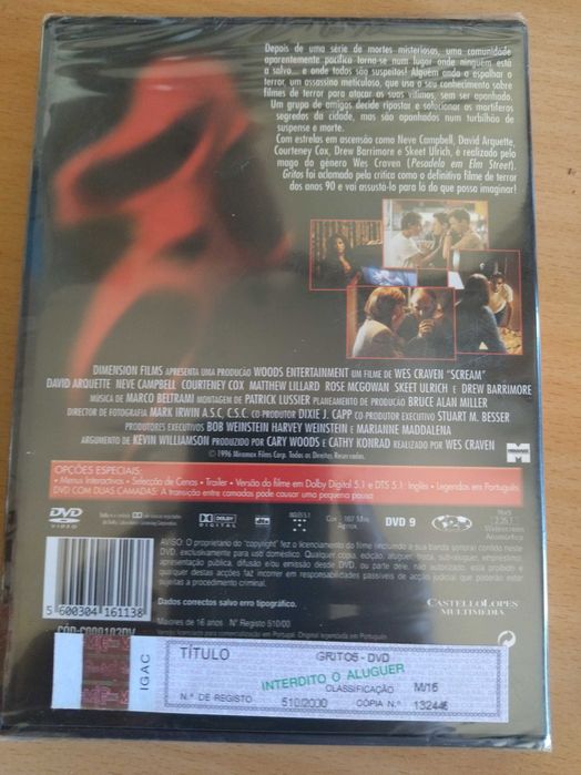 DVD Gritos de Wes Craven novo e selado
