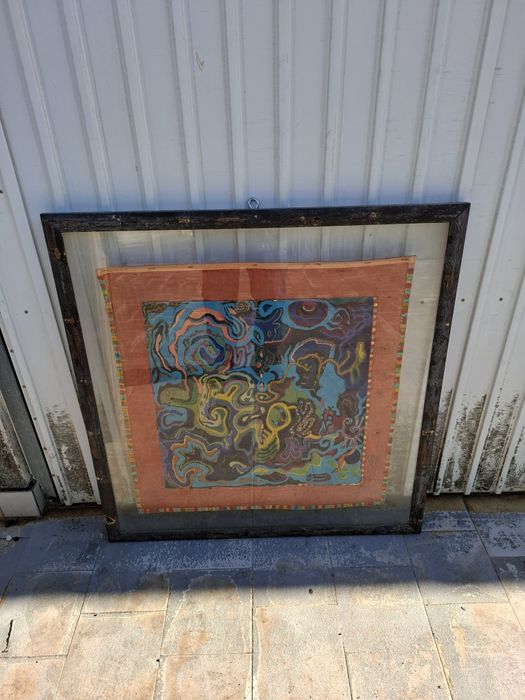 Quadros com tecido pintado antigos