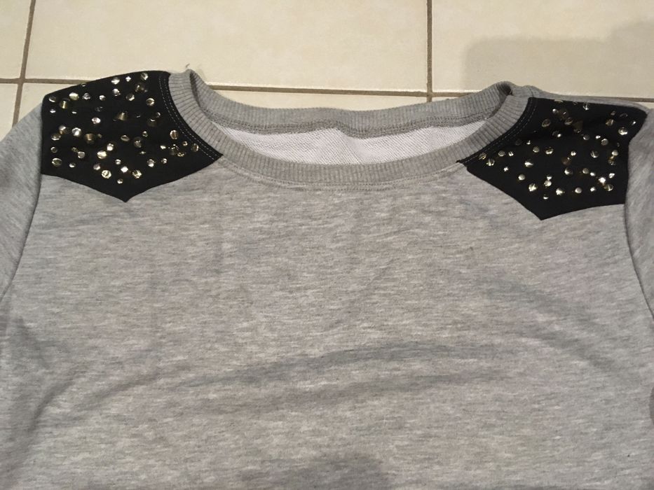Bluza damska, szara bluza damska z pagonami, modna rozmiar M/L