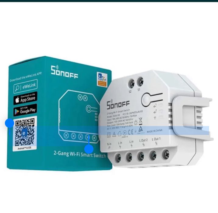 Podłączany przełącznik rolety, SONOFF DUALR3 2 Gang 2 Way - Nowy