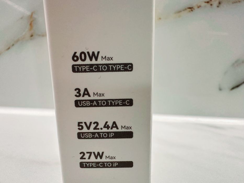 Przewód, kabel 4w1 USB-C - Lightning + USB - USB-C 60W 1m