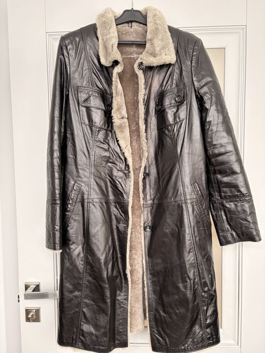 Довга дублянка LEVENTO PELLE, натуральна шкіра та овчина, XL