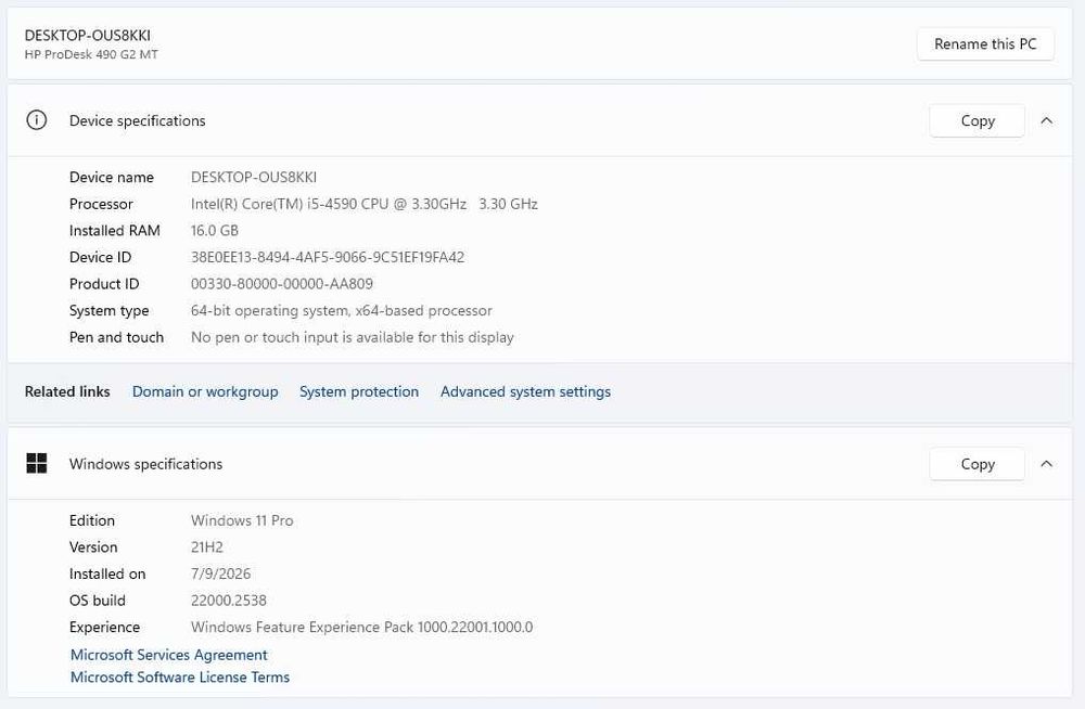 HP Prodesk 490 G2 MT - Core i5 - 16GB RAM - 256GB Disco SSD