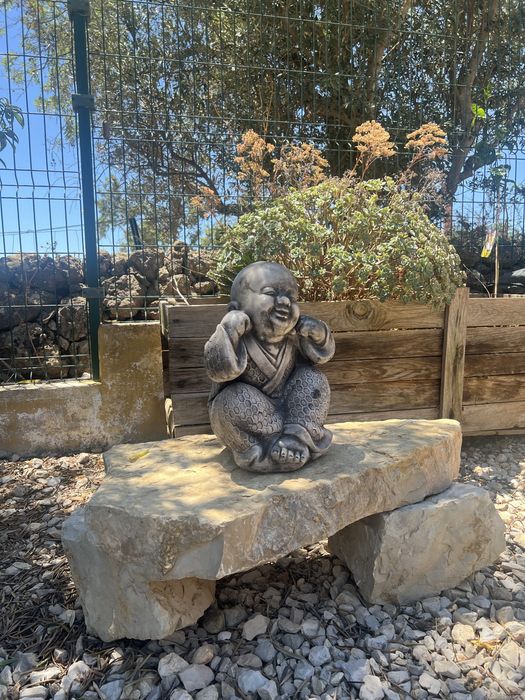 Decoração de jardim budas não ouço não vejo não falo em cimento