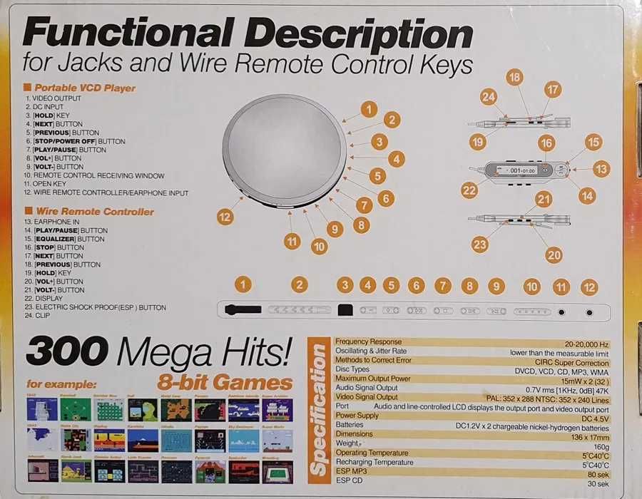 Odtwarzacz audio discman Manta Gambler VCD-003 Pegasus retro konsola