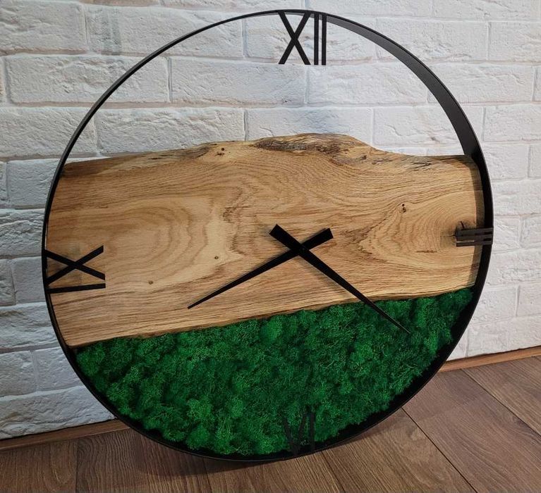 Zegar 60cm ścienny Loft, Industrial, Chrobotek. Rękodzieło, Prezent