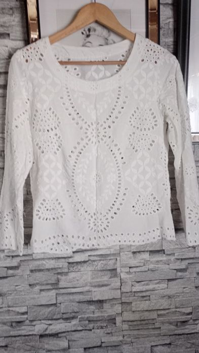 Bluzka góralska s 36 koronkowa ażurowa