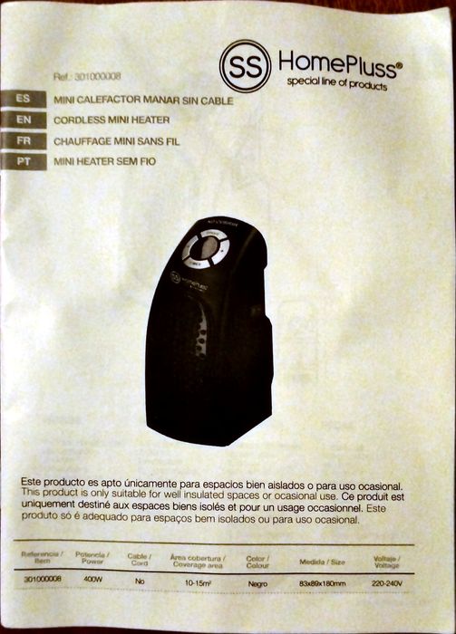 Mini aquecedor/ventilador