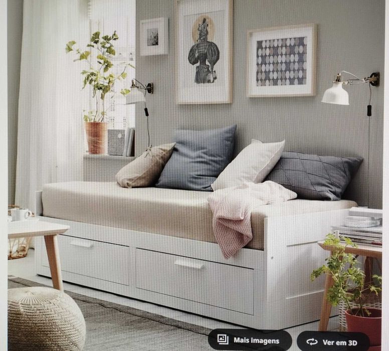 Cama individual / dupla - preto-castanho - 2 gav e 2 colchões