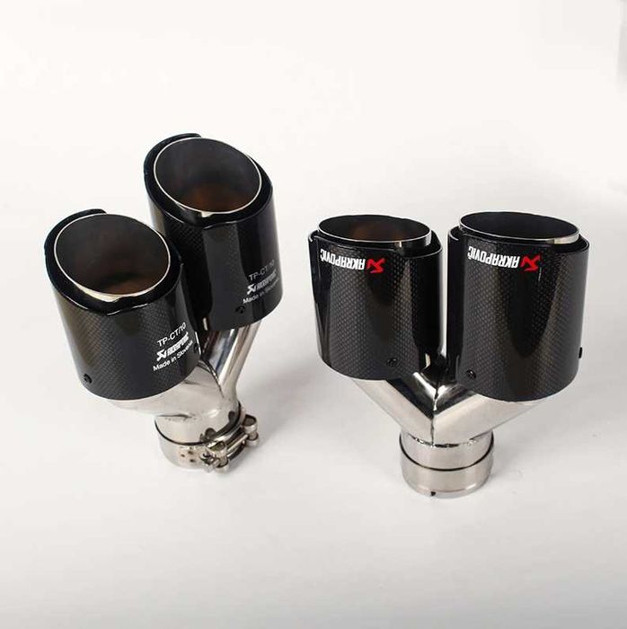 Насадки акрапович Akrapovic глянцевые Двойные 89мм два ствола выхлоп