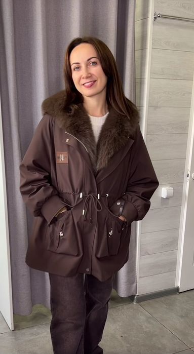 Зимова  куртка парка пуховик Л ХЛ р 48-52.Колір коричневий шоколад.Тор