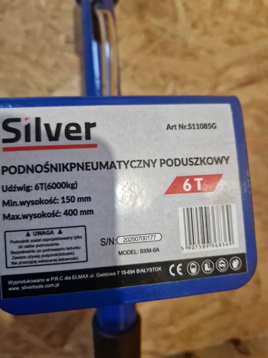 Podnośnik Pneumatyczny Poduszkowy - Bałwanek 6 TON silver