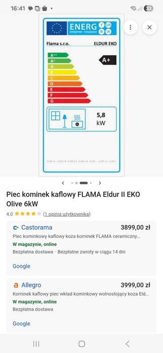 Kominek kaflowy FLAMA