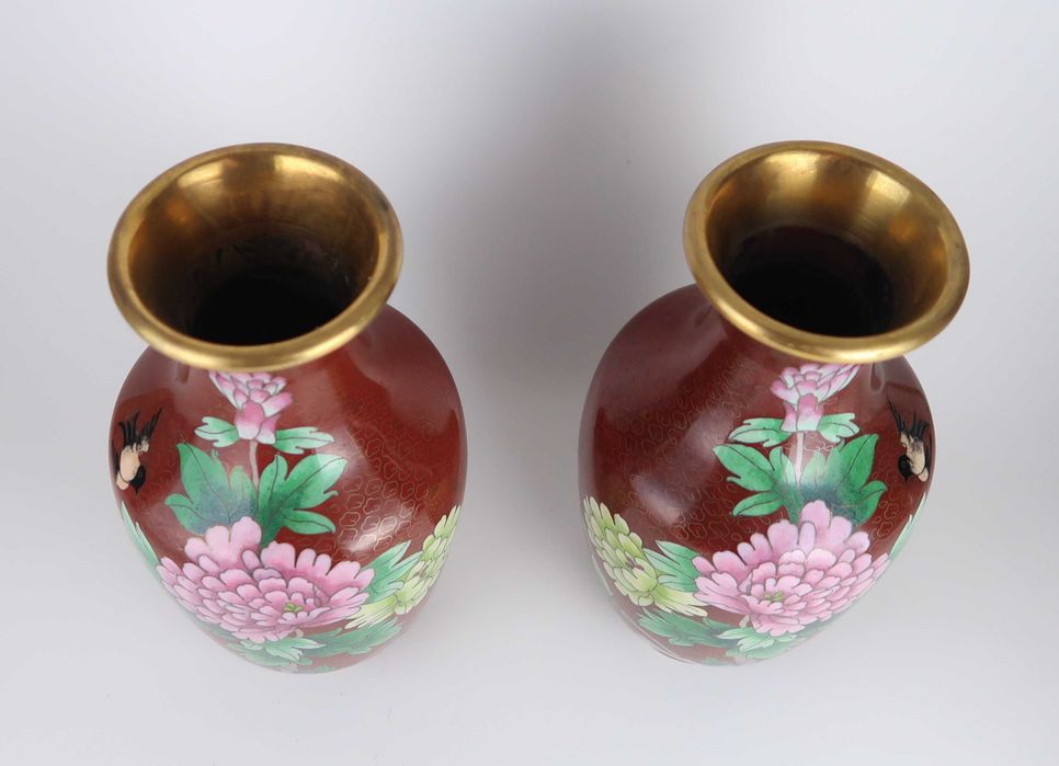 Par de jarras em cloisonné China - 23.5 cm (ref 2)
