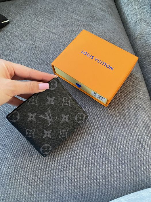 Portfel męski  LV Louis Vuitton monogram skórzany skóra szary czarny