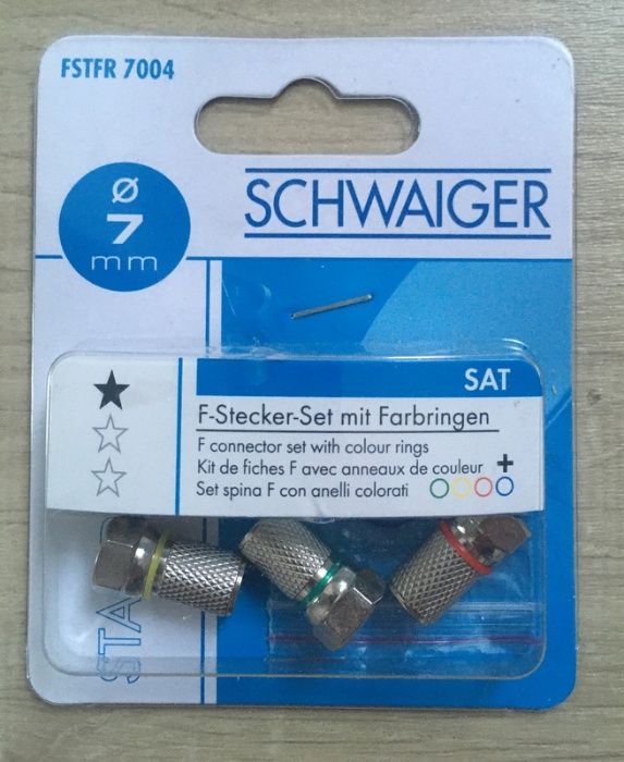 Wtyk, wkrętka, złącze F przykręcane, zestaw 4 szt (7 mm) SCHWAIGER