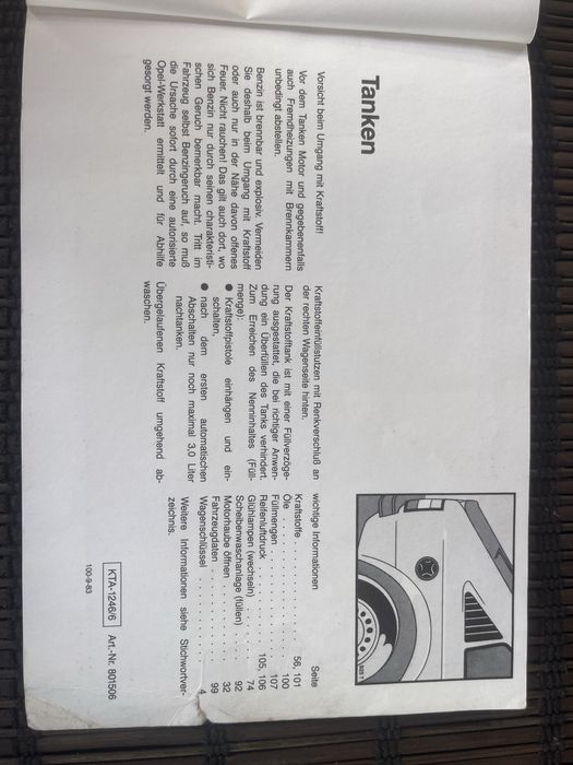 Instrukcja obsługi opel kadett 1983r