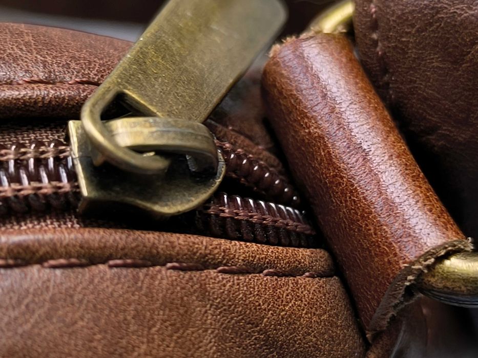 Saszetka męska, brązowa, skóra