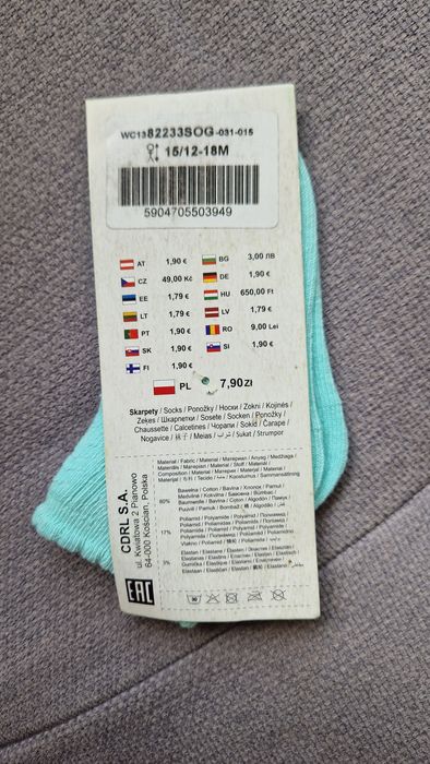 Skarpetki Nowe Coccodrillo Turkusowe Stópki  15-18