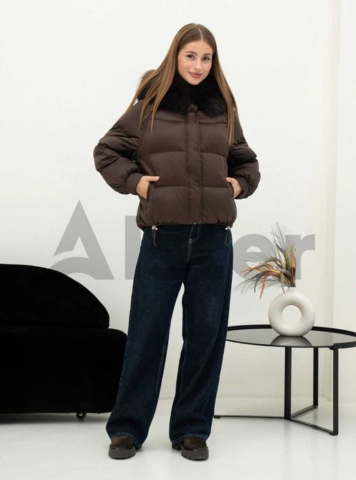 Пуховик жіночий XL з капюшоном, натуральний наповнювач, хутро