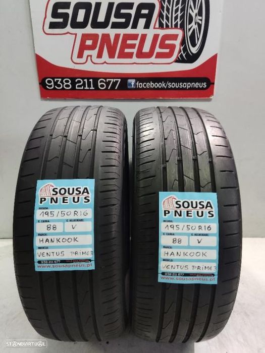2 pneus semi novos 195-50r16 hankook - oferta da entrega 85 euros
