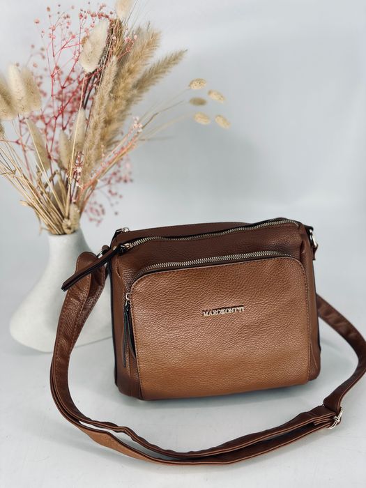 Nowa torebka damska listonoszka 3 przegródki brązowa Marco CONTTI