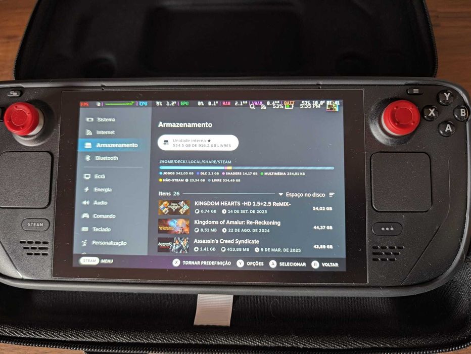 Steam Deck LCD 1TB + Capa + Película + Acessórios Originais