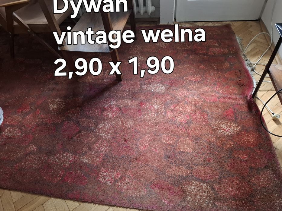 Dywan 100 % wełna vintage z PRL, 2,90 x 1,90 m