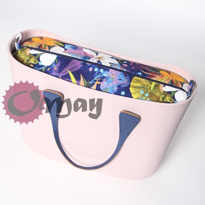 Granatowy organizer do OBAG STANDARD welur kwiaty ocean wkład OMAY